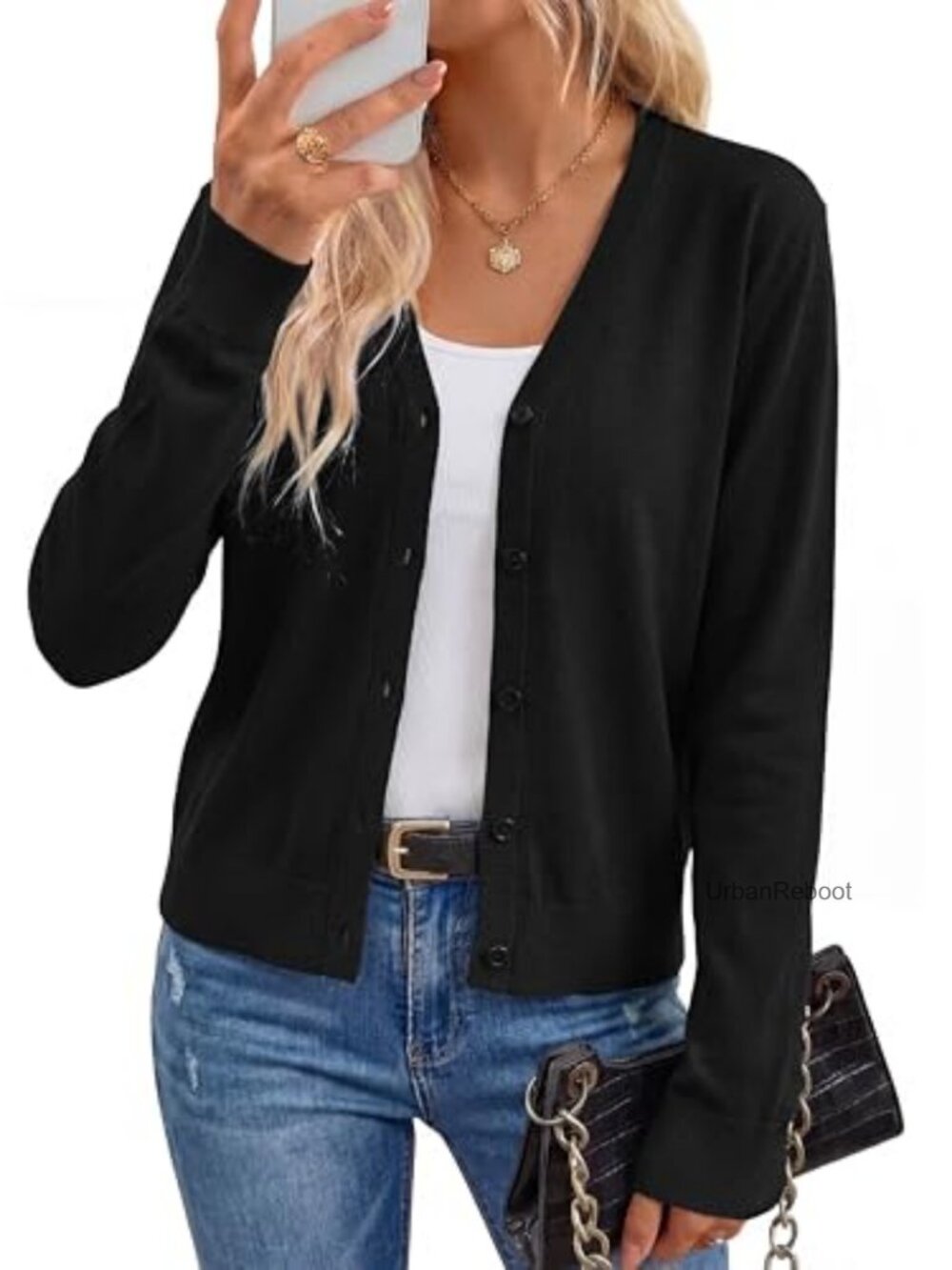 Women's Knit Cardigan Sweater Long Sleeve V-Neck Button Down Lightweight